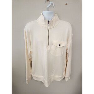Old Navy Men's Cream Long Sleeve 1/4 Zip Up Sweater XL